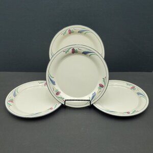 Lenox Chinastone Poppies on Blue Salad Plates Small 8.5" Luncheon Plates